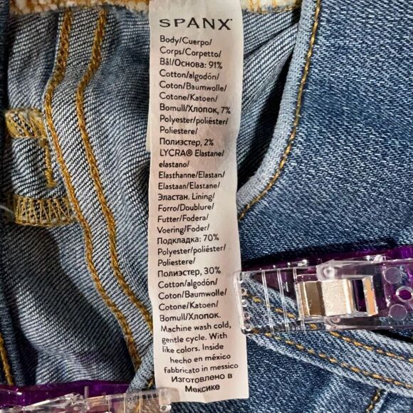 Spanx Vintage Indigo Denim Seamed Front Wide Leg Jeans Size XS - Picture 9 of 11